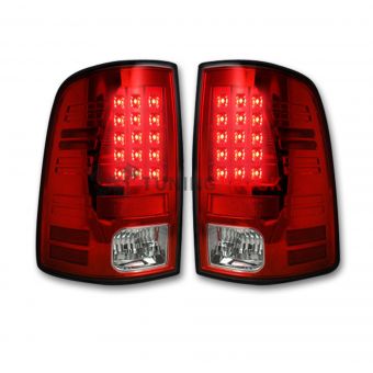 Dodge 13-17 RAM 1500/2500/3500 LED TAIL LIGHTS (Replaces Factory OEM LED Tail Lights ONLY) - Red Lens
