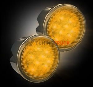Jeep 07-17 JK Wrangler Round Front Turn Signal Lenses with Amber LED's Located Under Front Headlights - Clear Lens