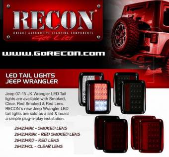 Jeep 07-17 JK Wrangler LED Taillights - Red Lens