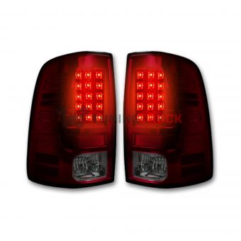 Dodge 13-17 RAM 1500/2500/3500 LED TAIL LIGHTS (Replaces Factory OEM LED Tail Lights ONLY) - Dark Red Smoked Lens