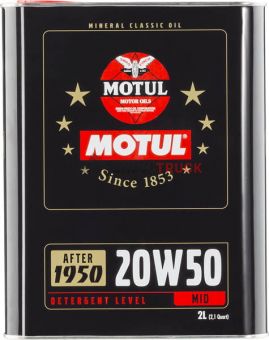 2 л MOTUL Classic Oil 20W-50 для бензиновых и дизельных коллекционных автомобилей и мотоциклов