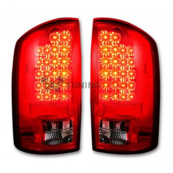 Dodge 07-08 RAM 1500 & 07-09 RAM 2500/3500 LED TAIL LIGHTS - Dark Red Smoked Lens