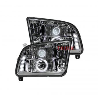 Ford Mustang 05-09 PROJECTOR HEADLIGHTS - Clear / Chrome