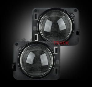 Jeep 07-17 JK Wrangler Round Front Fender Lenses with White LED's Located on Front Side Fender - Smoked Lens