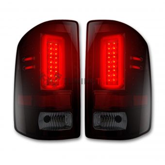 GMC Sierra 14-17 1500/2500/3500 (Only Fits 3rd GEN Single-Wheel GMC Sierra with Factory OEM Halogen Tail Lights) OLED TAIL LIGHTS - Dark Red Smoked Lens
