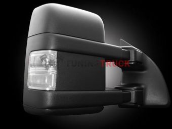 Ford 08-16 F250/F350 Superduty Side Mirror Lenses (2-Piece Set) w/ WHITE LED Running Lights & Turn Signals - Clear Lens