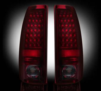 Chevy Silverado & GMC Sierra 99-07 (Fits 2007 "Classic" Body Style Only) LED TAIL LIGHTS - Dark Red Smoked Lens
