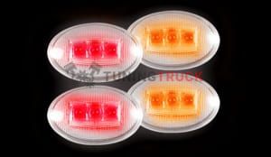Ford 99-10 Superduty Dually Fender Lenses (4-Piece Set) w/ 2 Red LED Lights & 2 Amber LED Lights - Clear Lens w/ Chrome Trim