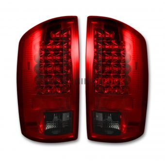 Dodge 07-08 RAM 1500 & 07-09 RAM 2500/3500 LED TAIL LIGHTS - Dark Red Smoked Lens