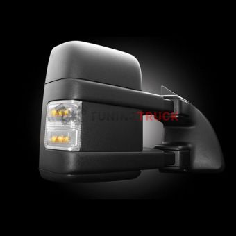 Ford 08-16 F250/F350 Superduty Side Mirror Lenses (2-Piece Set) w/ AMBER LED Running Lights & Turn Signals - Clear Lens