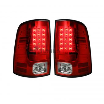 Dodge 09-14 RAM 1500 & 10-14 RAM 2500/3500 LED TAIL LIGHTS (Replaces Factory OEM Halogen Tail Lights) - Red Lens