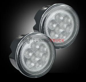 Jeep 07-17 JK Wrangler Round Front Turn Signal Lenses with White LED's Located Under Front Headlights - Clear Lens